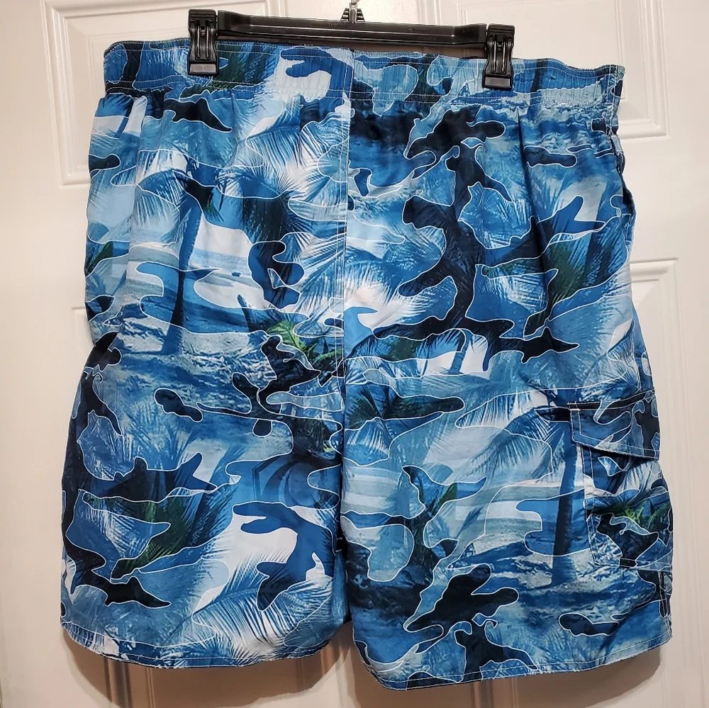 Newport Blue Island Brand Palm Trees Print Men's Swim Trunks size XXL
